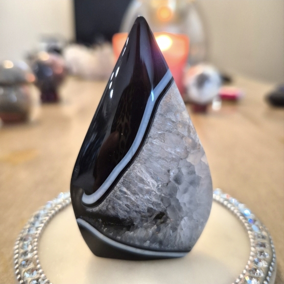 None Other - Natural Black Sardonyx Stand-up Freeform Crystal #1